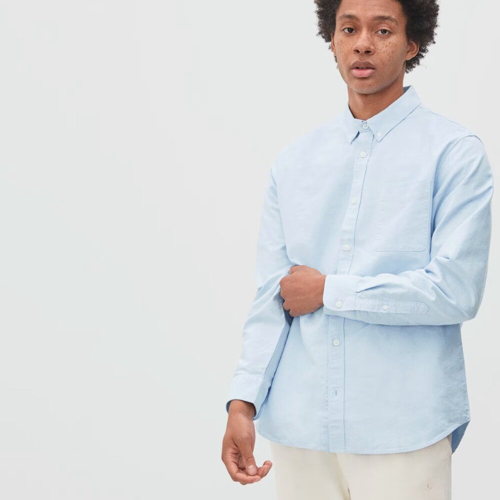Everlane Uniform Standard Fit Japanese Oxford Shirt β Light Blue β Size M/T - Picture 1 of 5